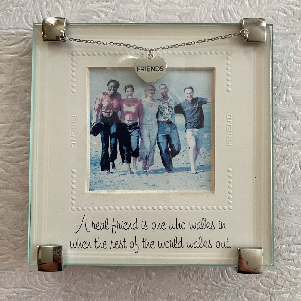 Glass Photo Frame with Heart Charm